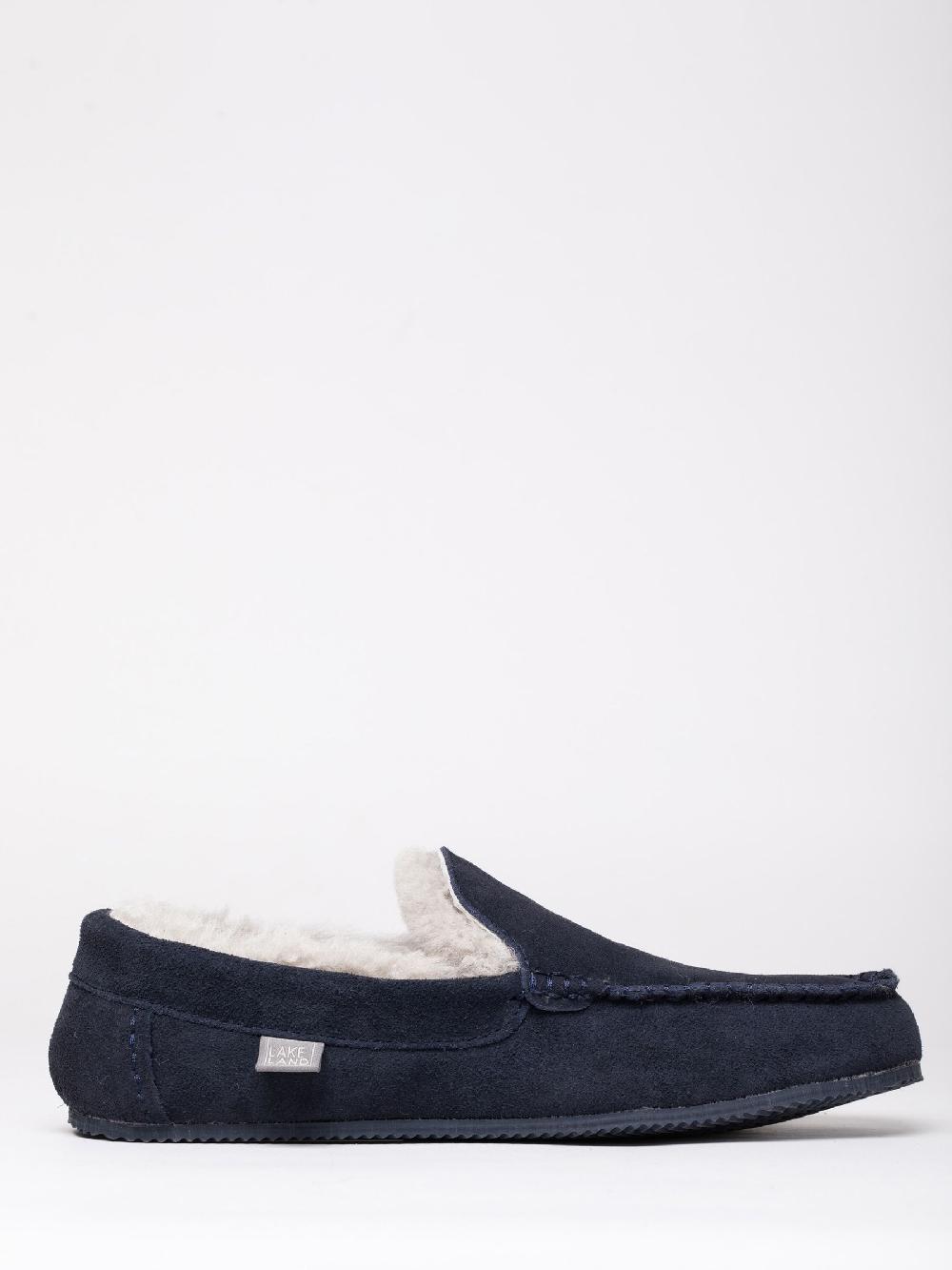 seraphine Lakeland Leather Blue Mens Sheepskin Slip-On Moccasins
