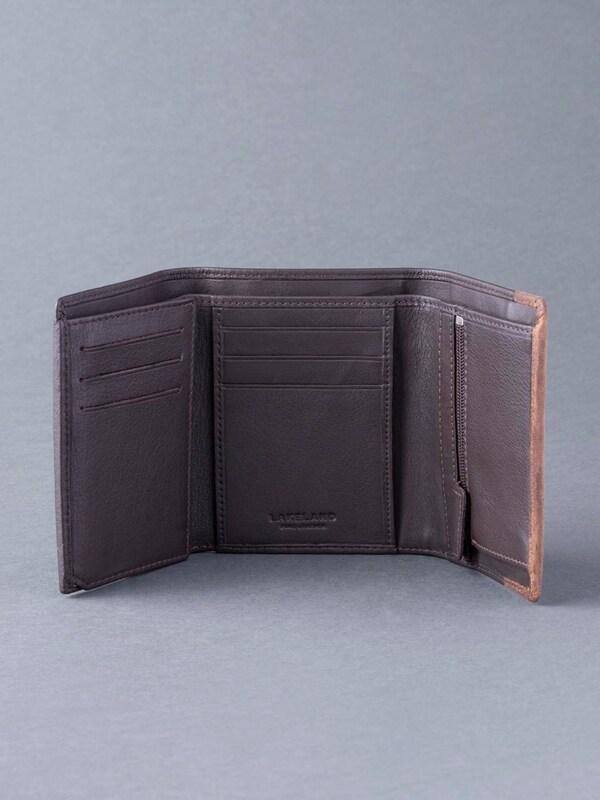 Seraphine Lakeland Leather Brown Stitch Tri-Fold Wallet