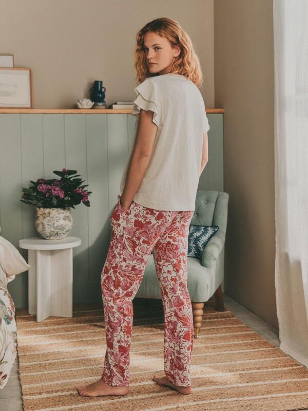 Seraphine Laura Ashley Pink Peony Ruffle Short Sleeve Jersey Pyjamas