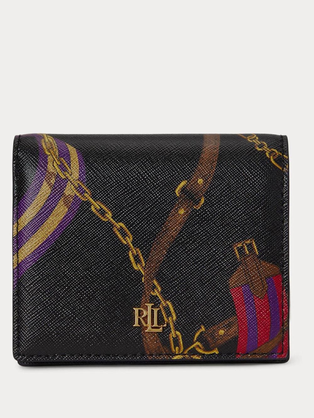 seraphine Lauren Ralph Lauren Belting/Blk Belting-Print Leather Compact Wallet