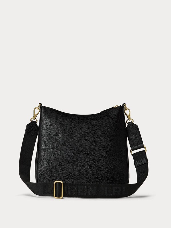 Seraphine Lauren Ralph Lauren Black Cameryn Pebbled Leather Large Cross-Body Bag