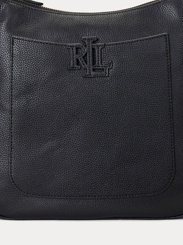 Seraphine Lauren Ralph Lauren Black Cameryn Pebbled Leather Large Cross-Body Bag