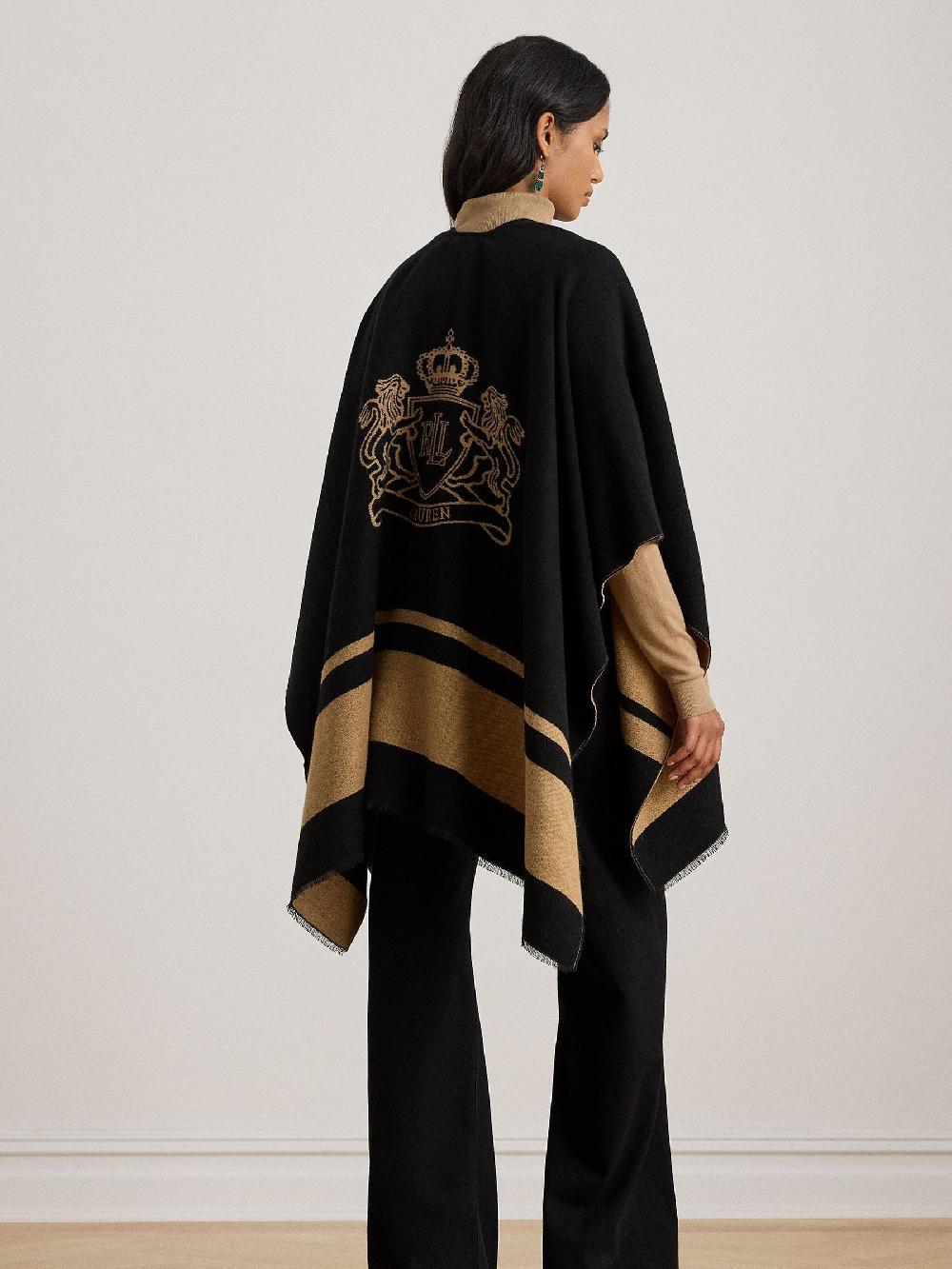seraphine Lauren Ralph Lauren Black Colourblock Cape Poncho