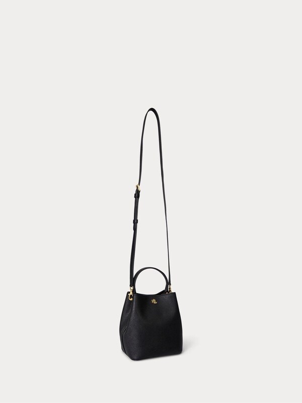 Seraphine Lauren Ralph Lauren Black Reese Crosshatch Small Bucket Bag