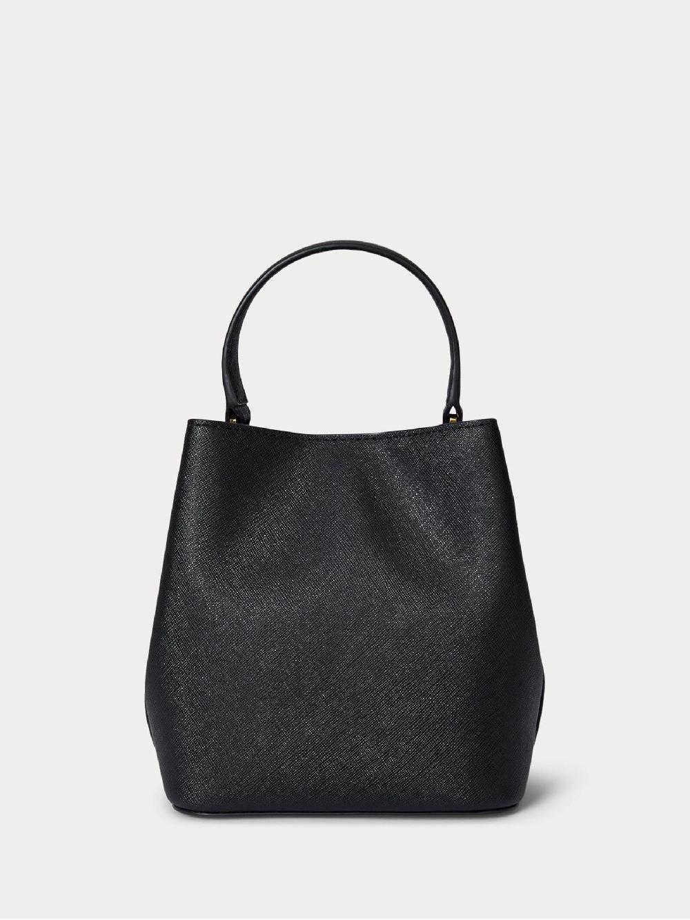 seraphine Lauren Ralph Lauren Black Reese Crosshatch Small Bucket Bag