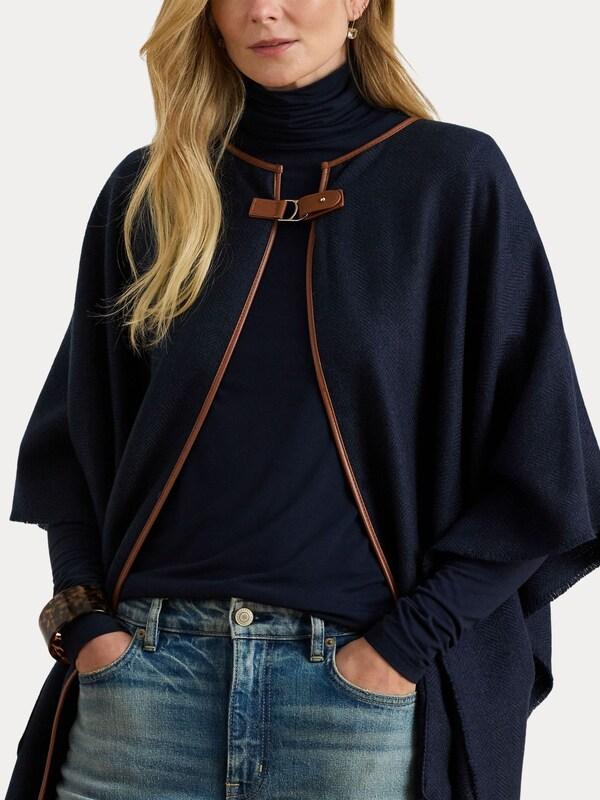 Seraphine Lauren Ralph Lauren Blue Detail Fringed Cape Poncho