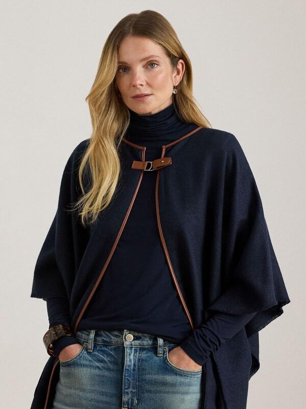 Seraphine Lauren Ralph Lauren Blue Detail Fringed Cape Poncho