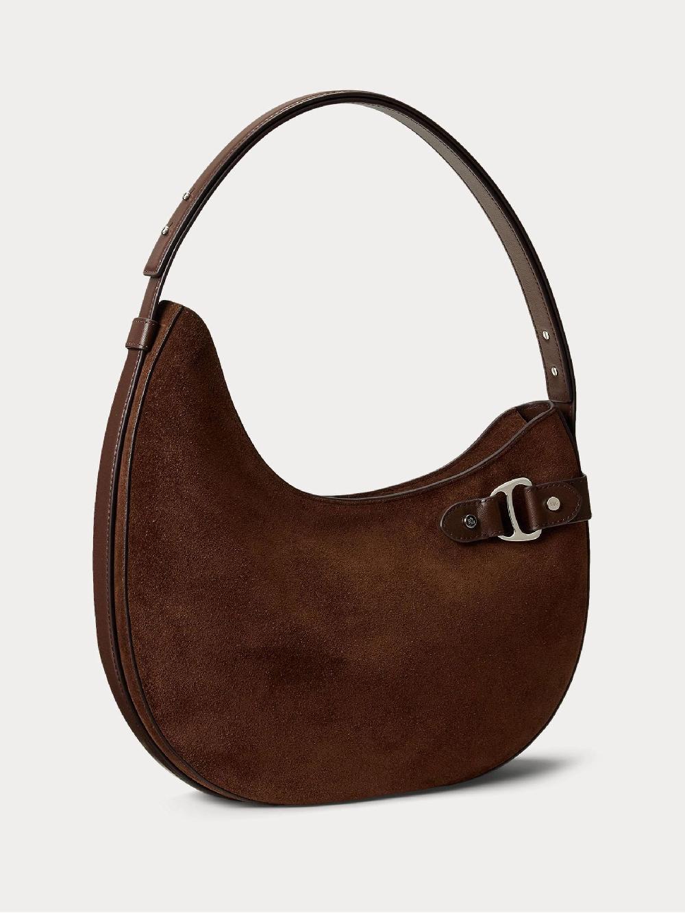 seraphine Lauren Ralph Lauren Dark Hickory Tasha Shoulder Suede Large Shoulder Bag