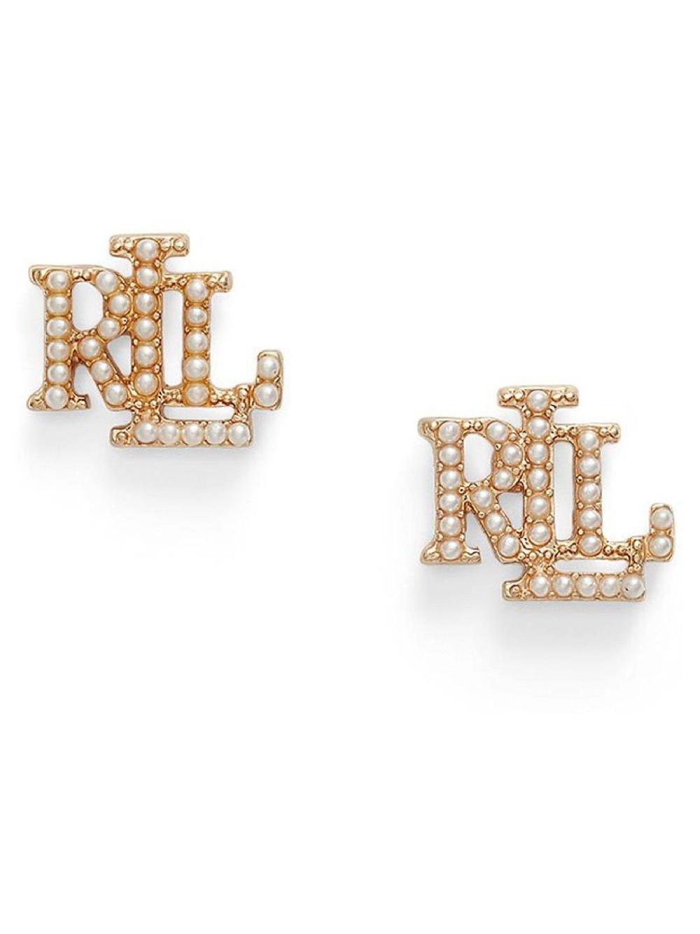 seraphine Lauren Ralph Lauren Gold Tone Faux Pearl Stud Earrings