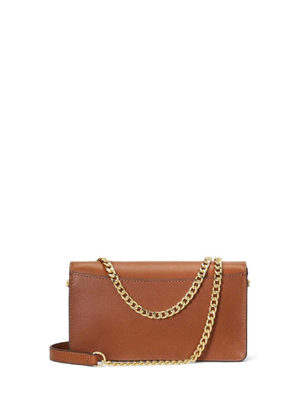 seraphine Lauren Ralph Lauren Lauren Tan Turn-Lock Tech Case Leather Cross-Body Bag