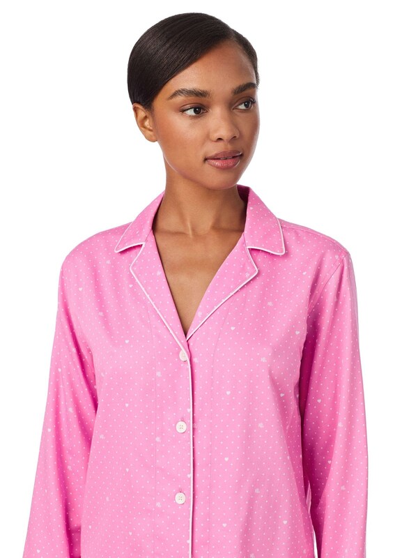 Seraphine Lauren Ralph Lauren Pink Cotton Sateen Long Sleeve Notch Collar Pyjama Set