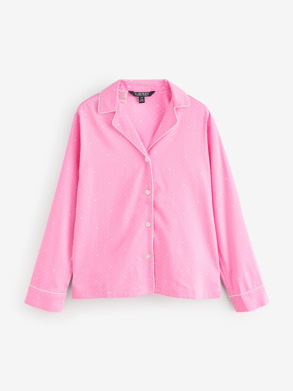 Seraphine Lauren Ralph Lauren Pink Cotton Sateen Long Sleeve Notch Collar Pyjama Set