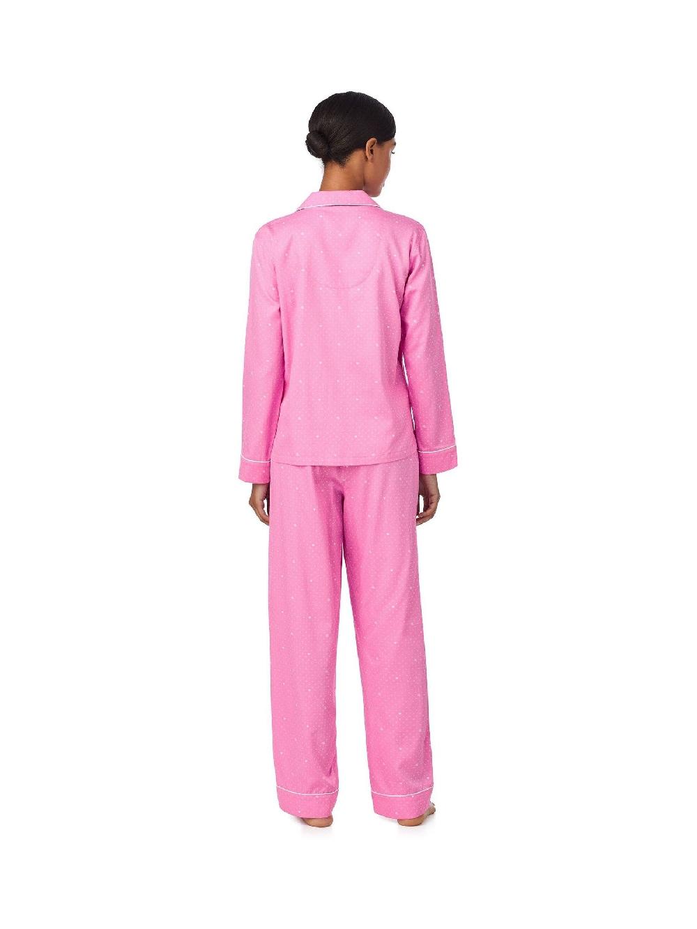 seraphine Lauren Ralph Lauren Pink Cotton Sateen Long Sleeve Notch Collar Pyjama Set
