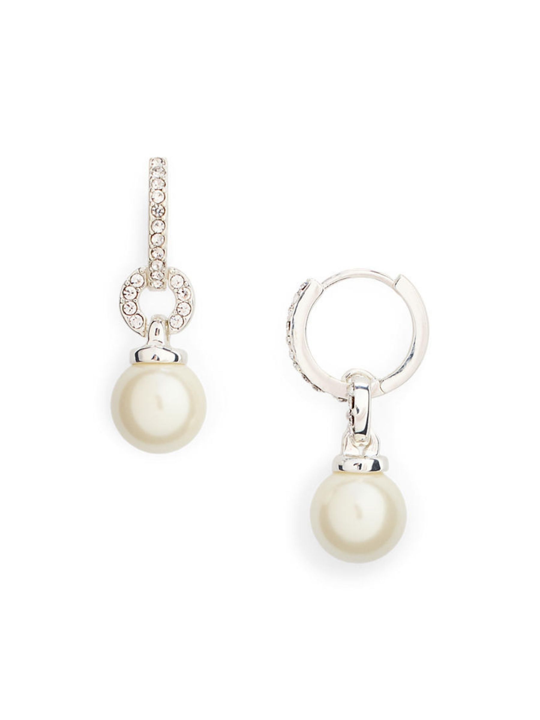 seraphine Lauren Ralph Lauren Silver Tone Crystal Pearl Drop Earrings