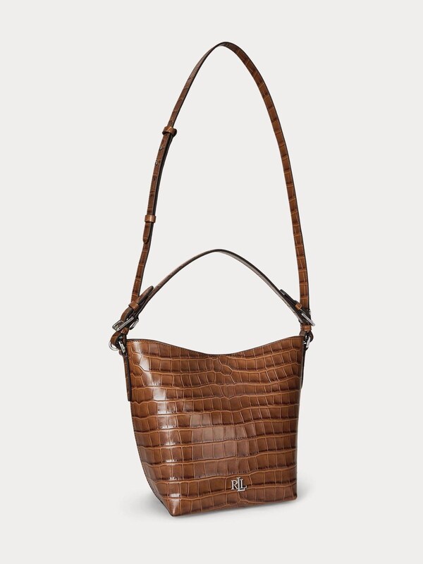 Seraphine Lauren Ralph Lauren Tobacco Witley Croc-Embossed Medium Bucket Bag