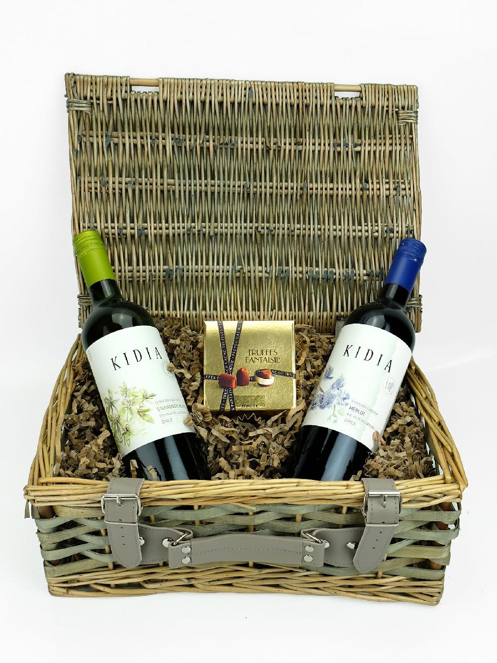 seraphine Le Bon Vin Chilean Red & White Wine with Chocolate Truffles Hamper