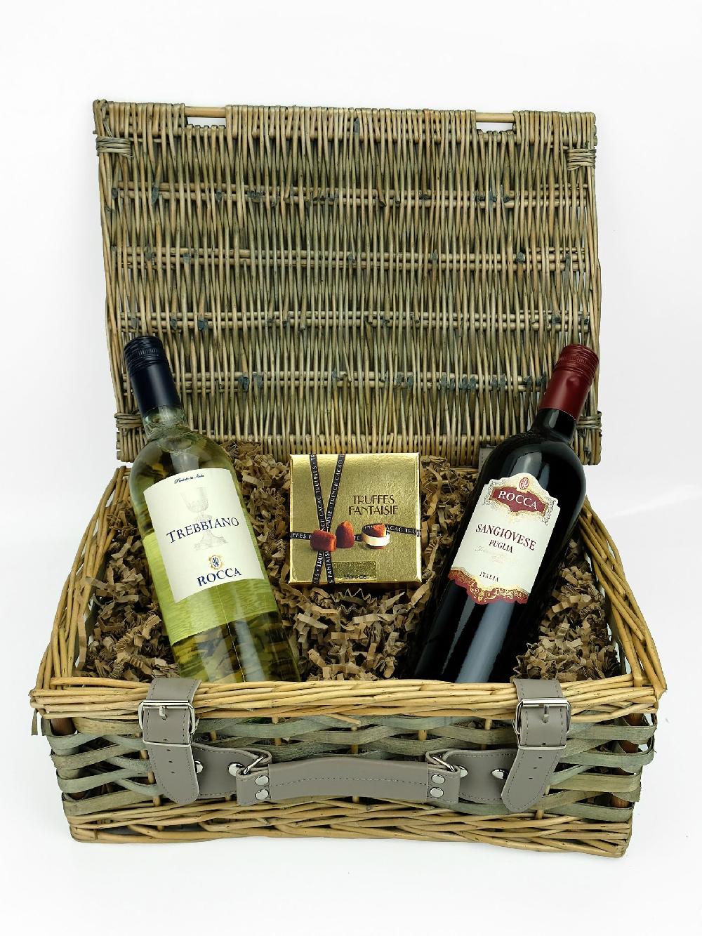 seraphine Le Bon Vin Italian Red & White Wine with Chocolate Truffles Hamper