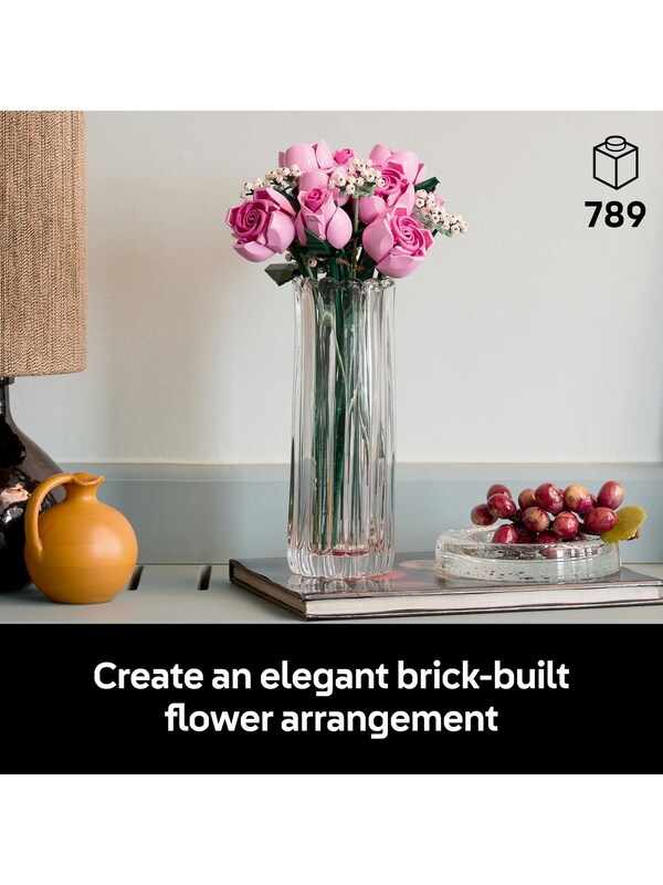 Seraphine LEGO Botanicals Bouquet Of Pink Roses Faux Flower Set 10374