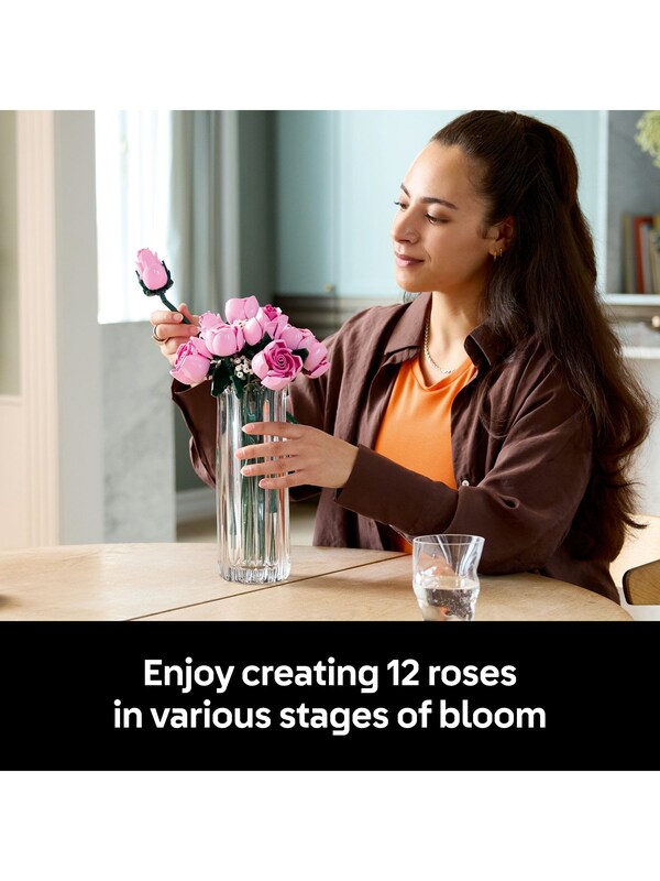 Seraphine LEGO Botanicals Bouquet Of Pink Roses Faux Flower Set 10374
