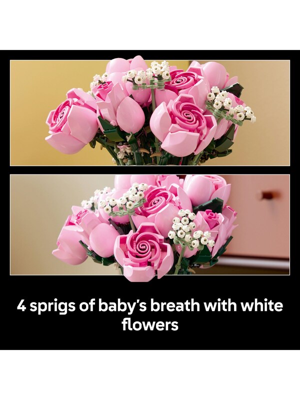 Seraphine LEGO Botanicals Bouquet Of Pink Roses Faux Flower Set 10374
