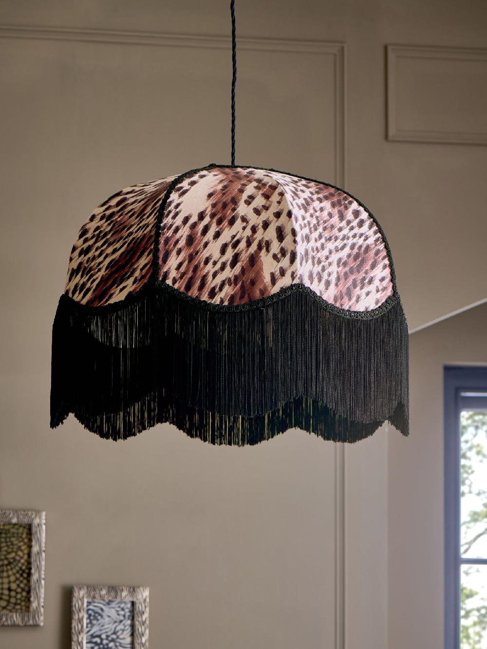seraphine Leopard Print Aurelia Fringed Easy Fit Ceiling Light Shade