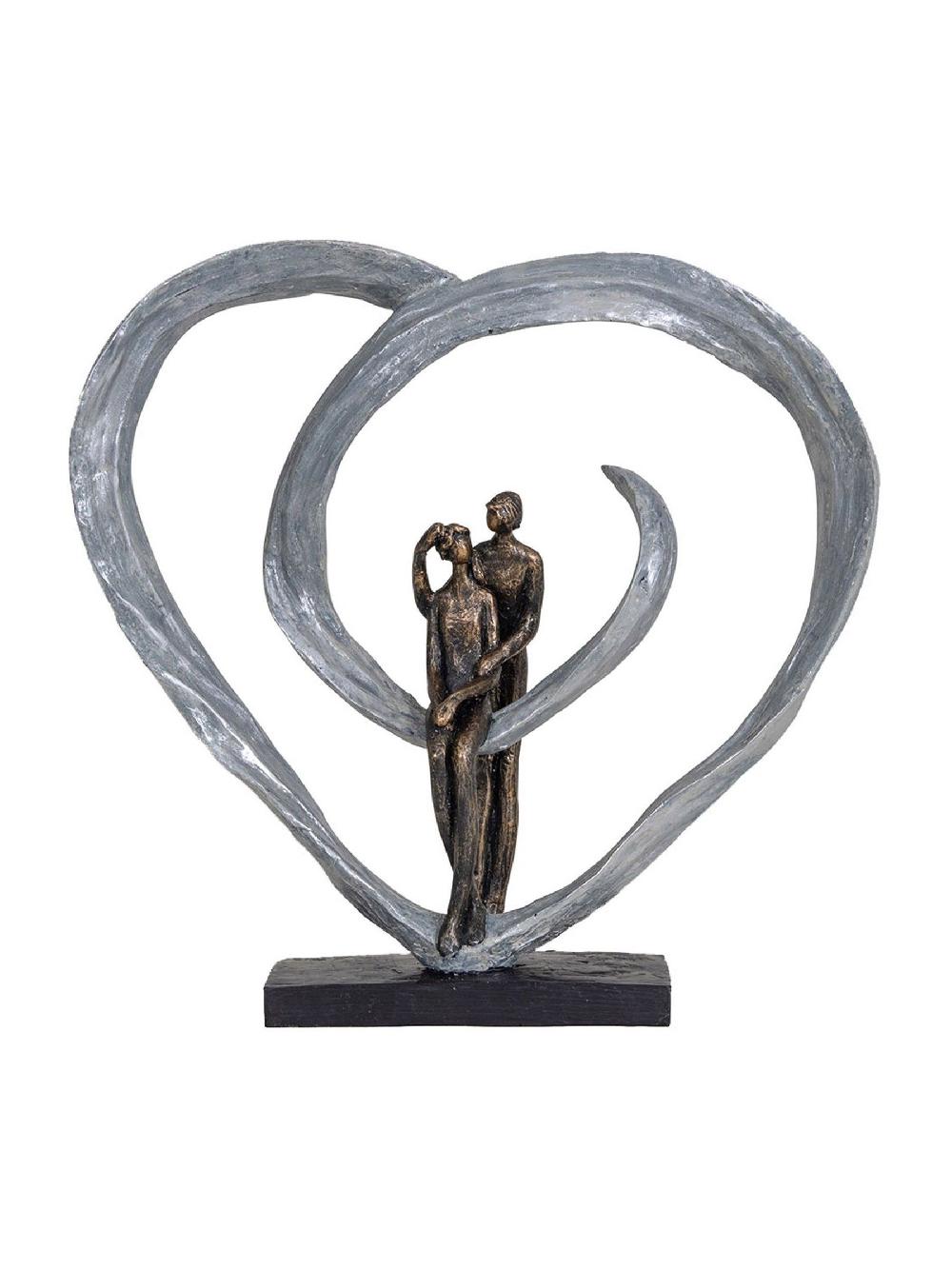 seraphine Libra Bronze Couple In Love Sculpture In Ornaments Circular Heart