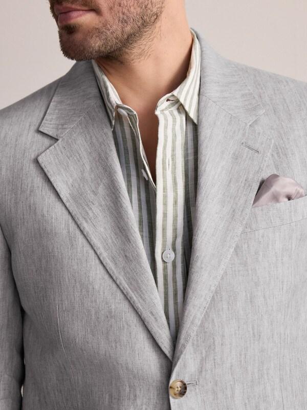 Seraphine Light Grey Slim Fit Leomaster Italian 100% Linen Suit Jacket
