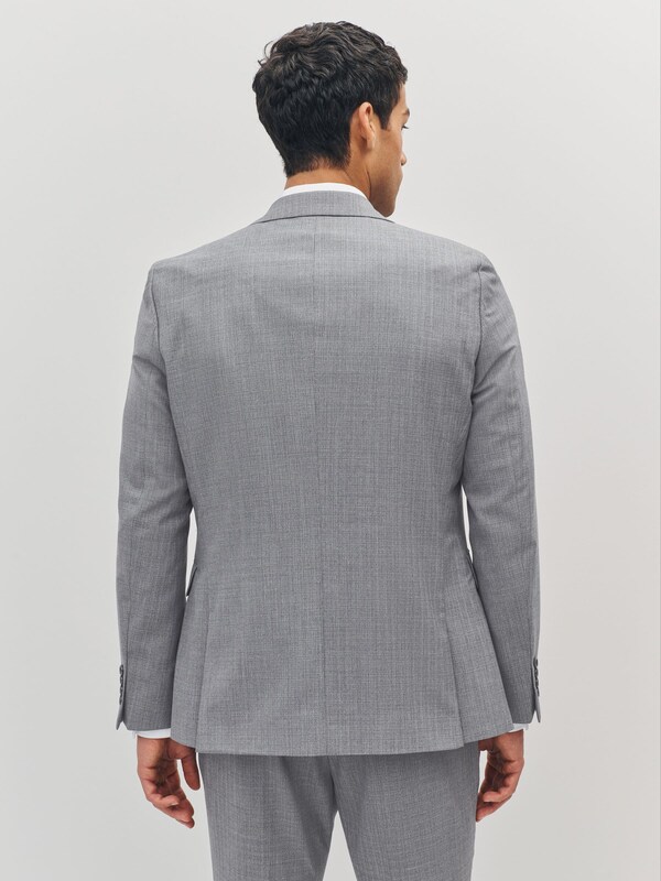 Seraphine Light Grey Slim Fit Textured Wool Blend Suit Jacket