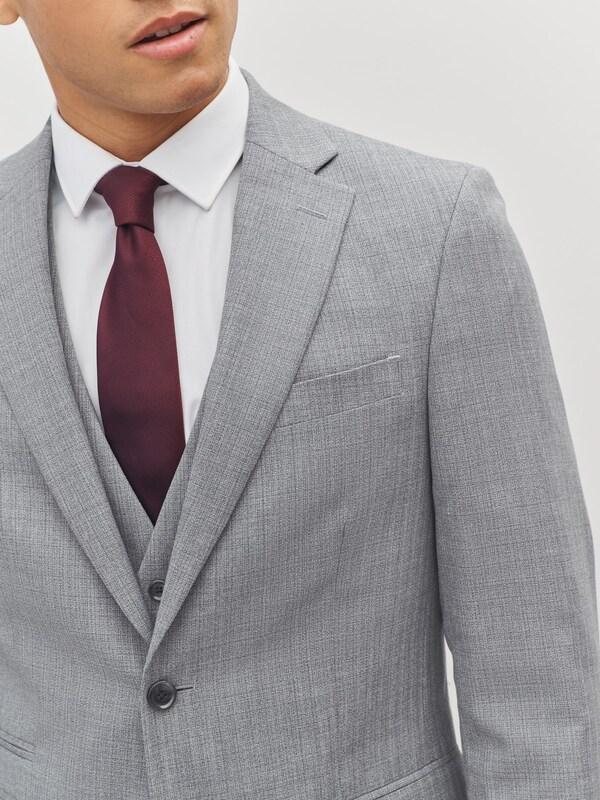 Seraphine Light Grey Slim Fit Textured Wool Blend Suit Jacket