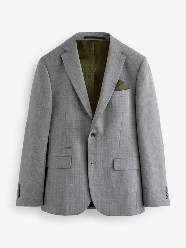Seraphine Light Grey Slim Fit Textured Wool Blend Suit Jacket