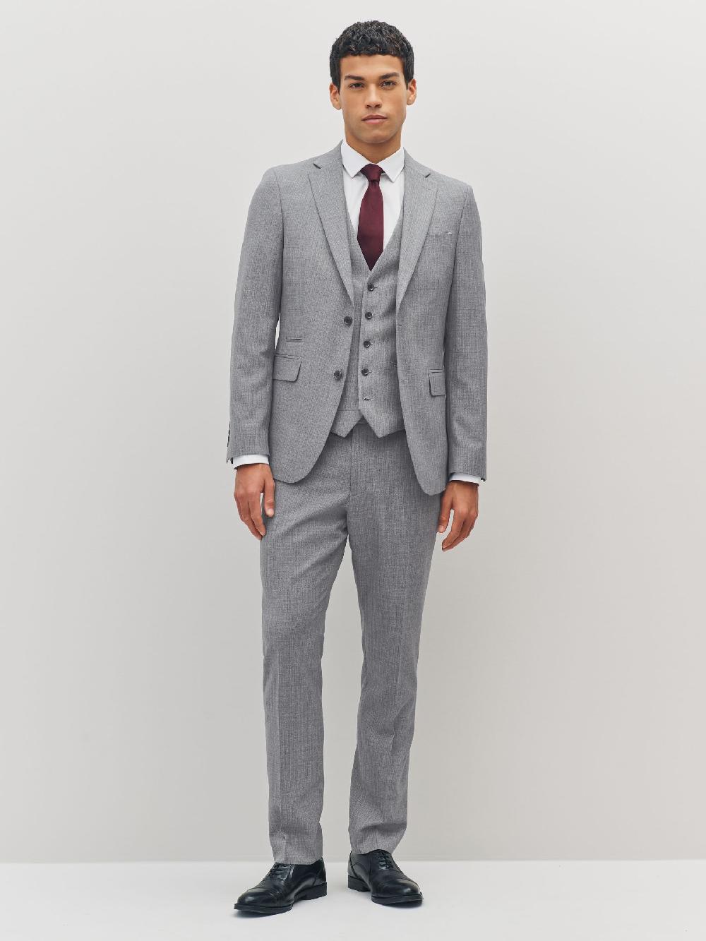 seraphine Light Grey Slim Fit Textured Wool Blend Suit Jacket seraphine Light Grey Slim Fit Textured Wool Blend Suit Jacket