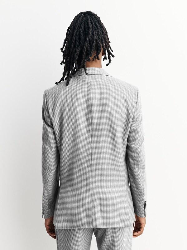 Seraphine Light Grey Tailored Fit Wool Blend Puppytooth Suit Jacket