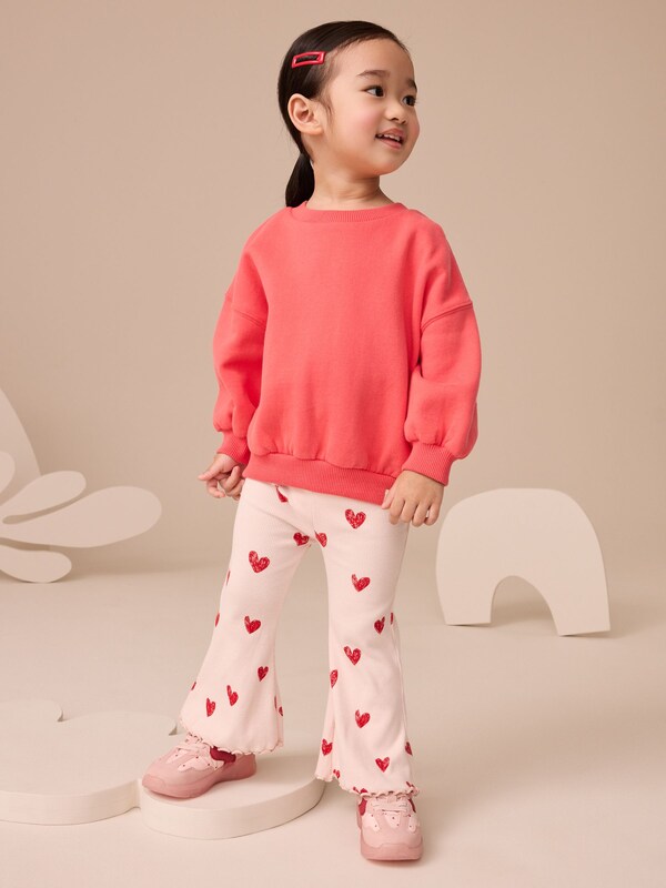 Seraphine Light Pink Heart Rib Flare Leggings (3mths-7yrs)