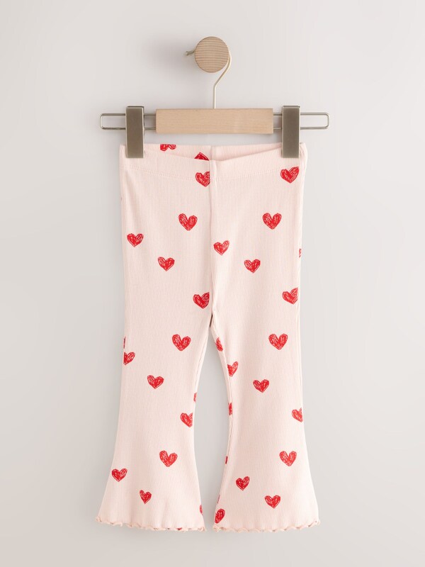 Seraphine Light Pink Heart Rib Flare Leggings (3mths-7yrs)