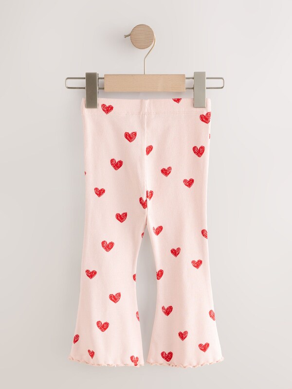 Seraphine Light Pink Heart Rib Flare Leggings (3mths-7yrs)