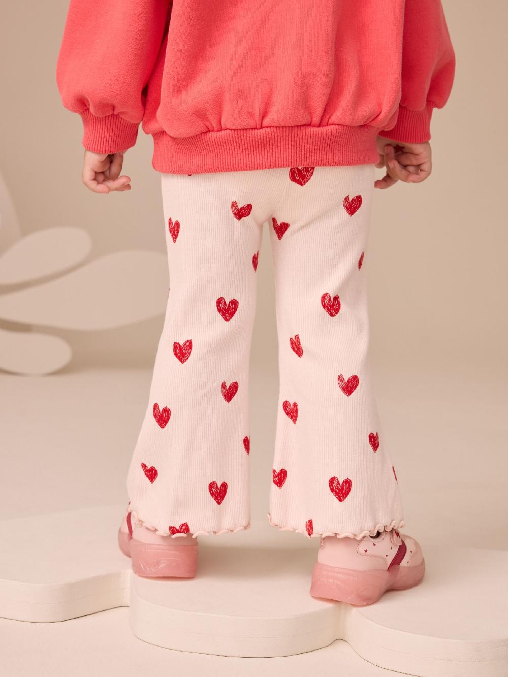 seraphine Light Pink Heart Rib Flare Leggings (3mths-7yrs)