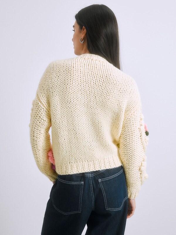Seraphine Light Yellow Hand Knitted Floral 3D Cardigan