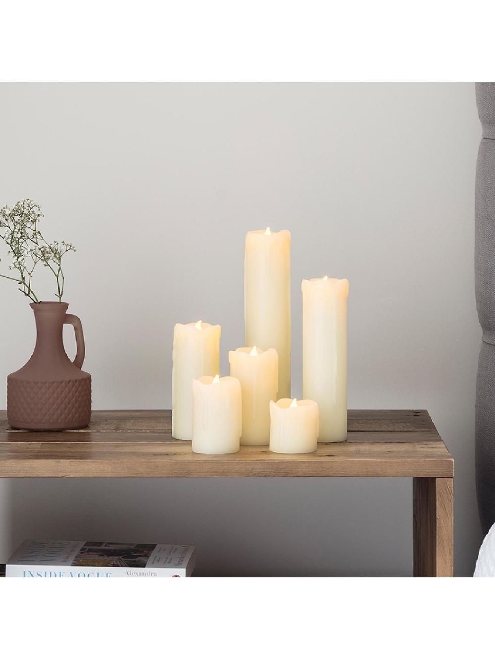 seraphine Lights4fun Natural 6 Slim LED Battery Candles With Dripping Wax