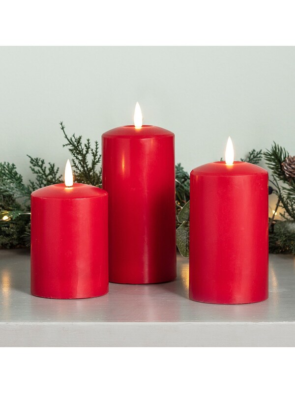 Seraphine Lights4fun Red TruGlow LED Pillar Candle Trio