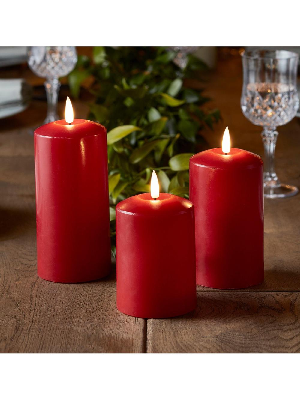 seraphine Lights4fun Red TruGlow LED Pillar Candle Trio