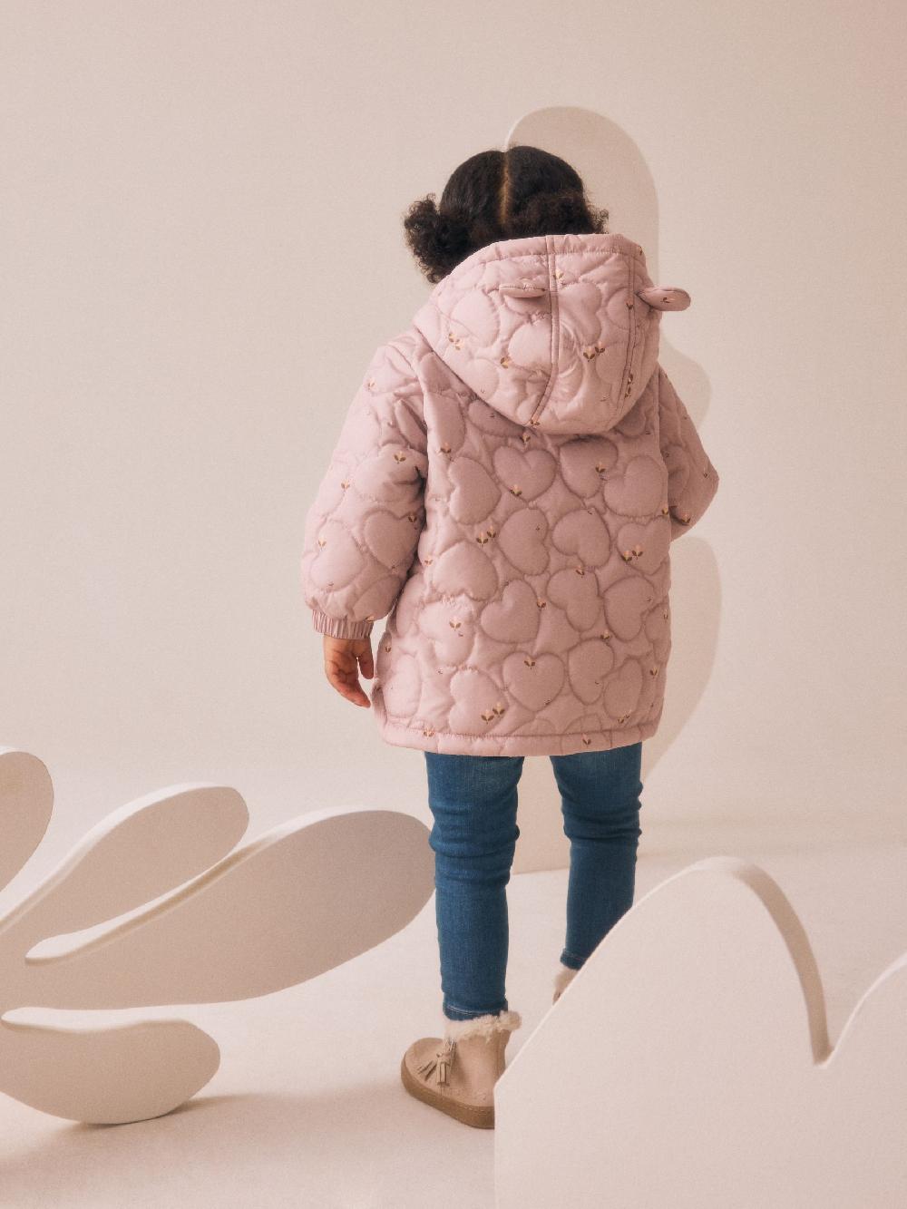 seraphine Lilac Purple Shower Resistant Heart Quilt Coat (3mths-7yrs)