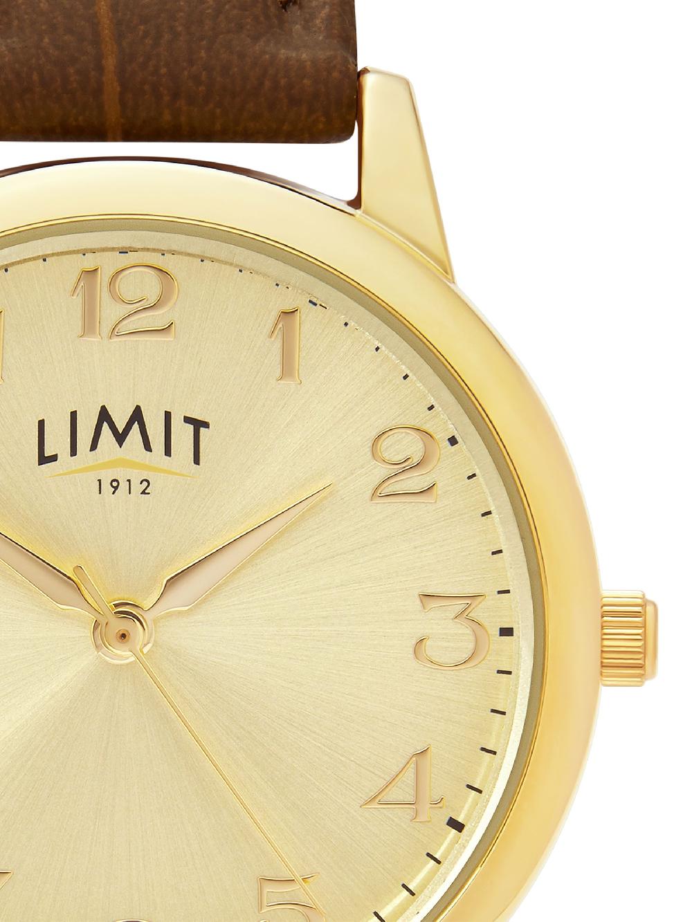 seraphine Limit 34mm Mens Round Gold Analogue Watch With Strap