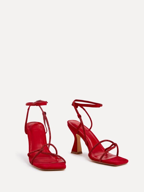 Seraphine Linzi Red Entice Diamante Embellished Strappy Heeled Sandals