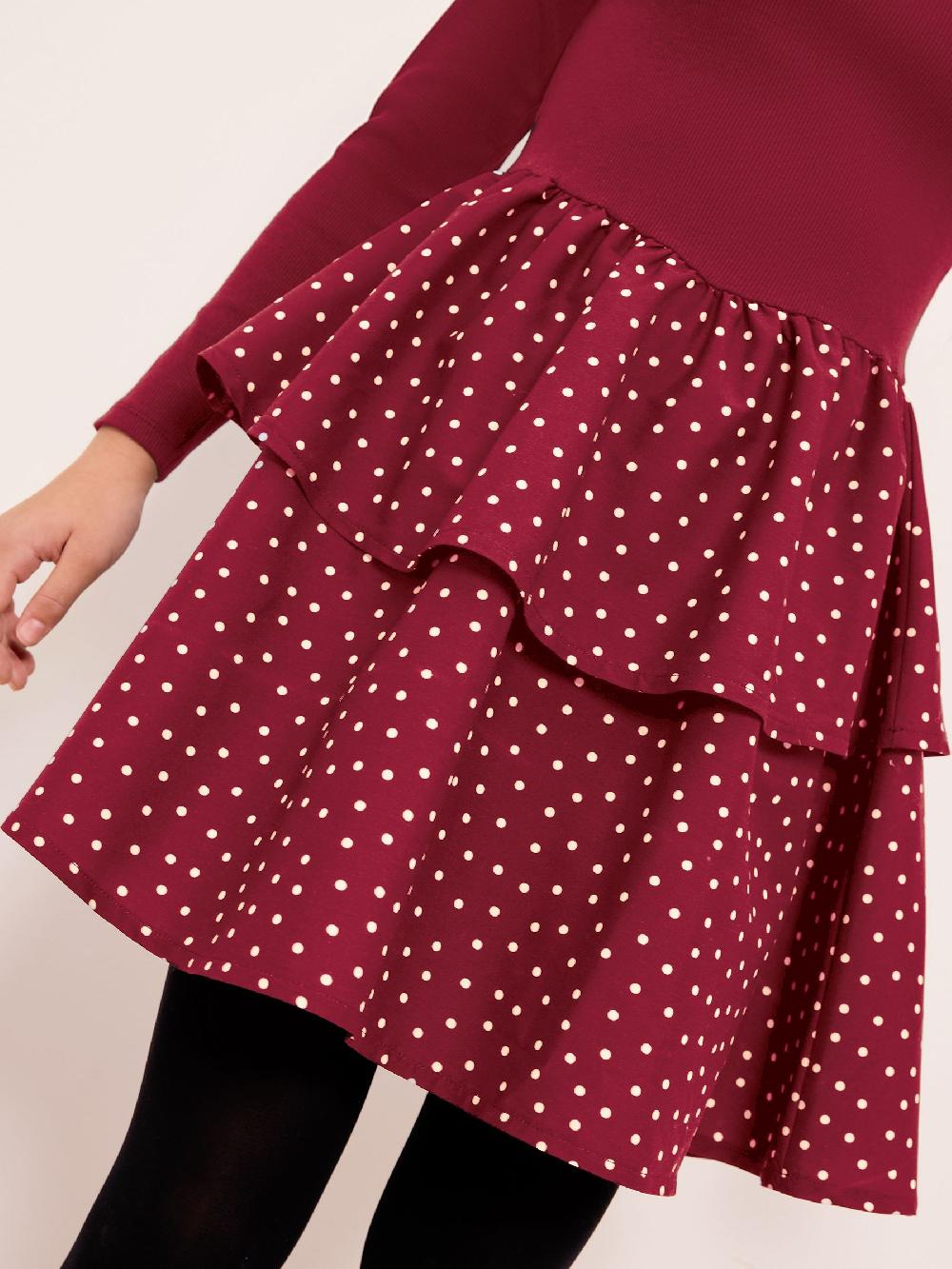 seraphine Lipsy Berry Pink 2-In-1 Polka Dot Tiered Dress (5-16yrs)