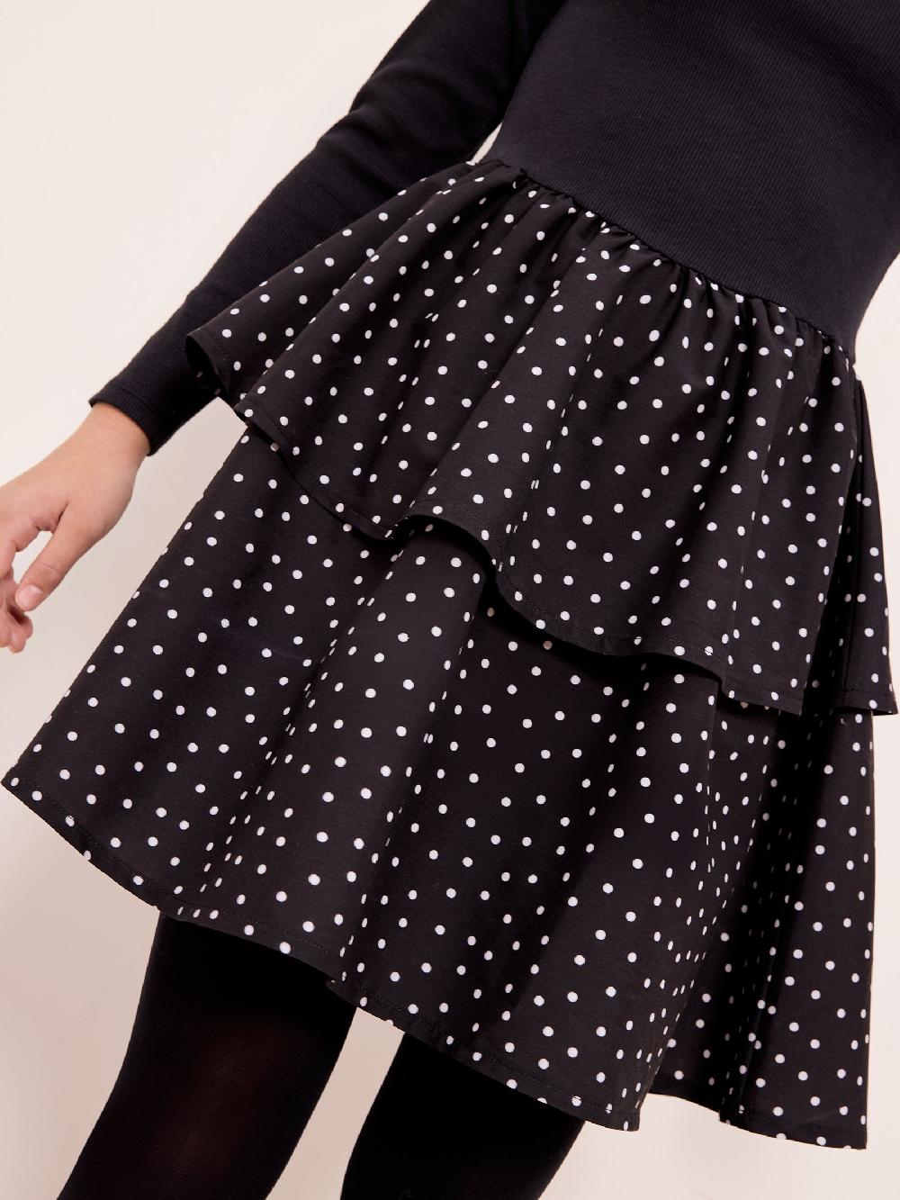 seraphine Lipsy Black 2-In-1 Polka Dot Tiered Dress (5-16yrs)