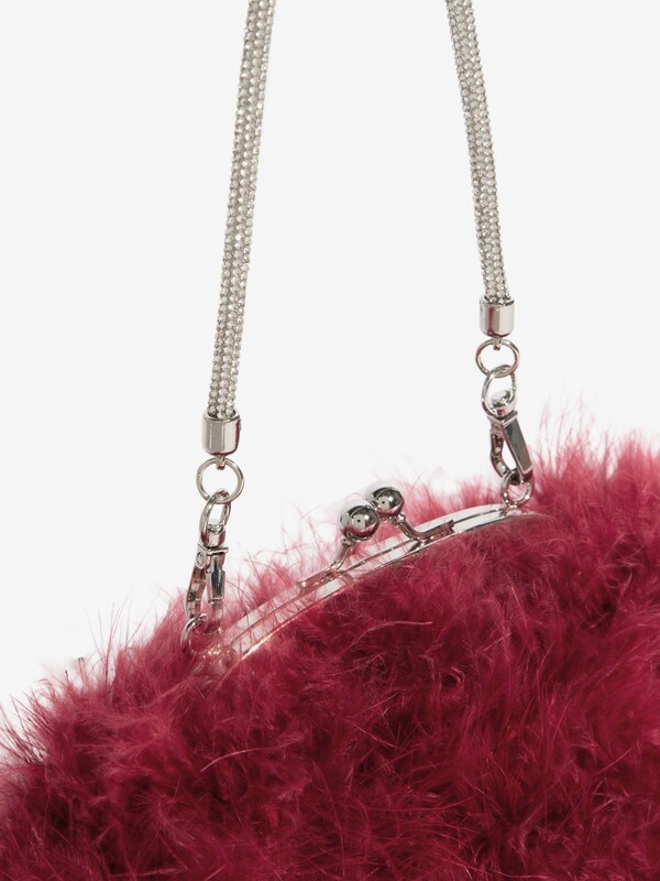 Seraphine Lipsy Burgundy Red Feather Top Handle Clutch Bag