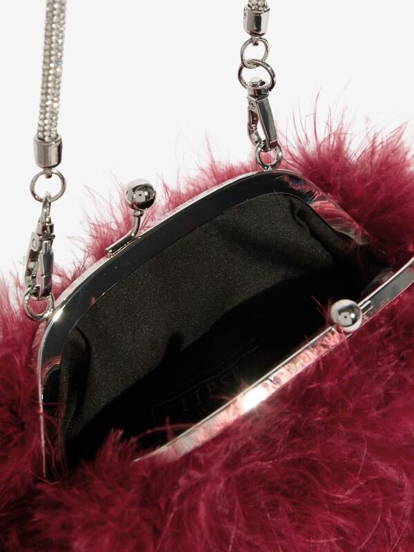 Seraphine Lipsy Burgundy Red Feather Top Handle Clutch Bag