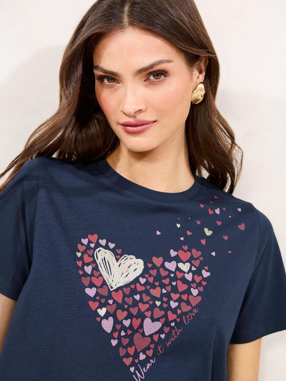 seraphine Lipsy Navy Blue Boyfriend Wear it with Love T-Shirt
