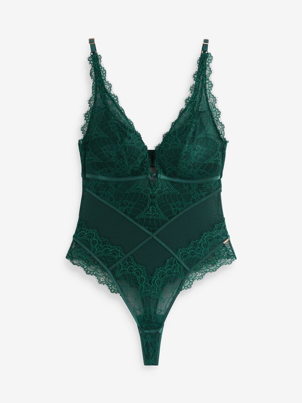 Seraphine Lipsy Teal Lace Low Plunge Thong Bodysuit