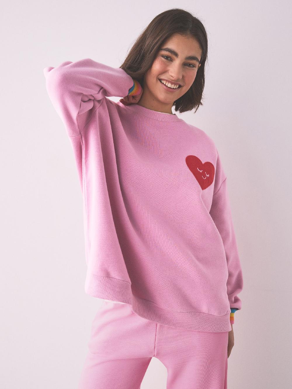 seraphine Little Bird by Jools Oliver Baby Pink Oversized Crew Neck Sweatshirt